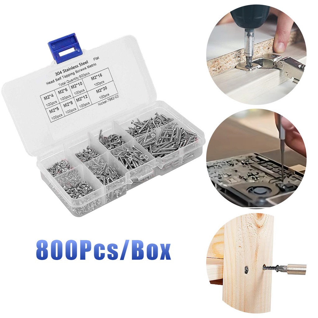 800 pcs/box sekrup baja ringan 1 dus / Sekrup Self Tapping - Baja Karbon (ukuran sekrup yang berbeda