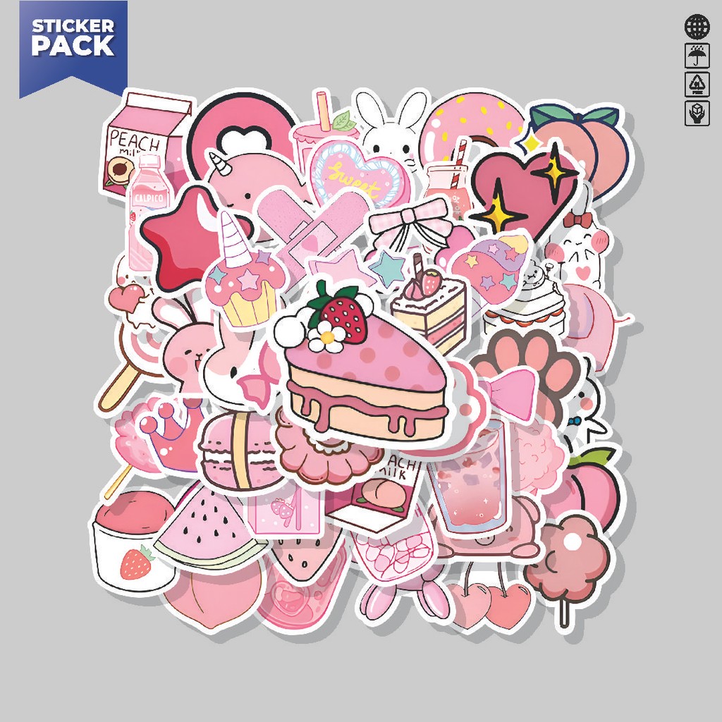 

[100PCS]Stiker Pack Stiker Cute Pink Sticker Pack Aesthetic Vinyl Anti Air Dekorasi Sticker Laptop Buku Journal Koper Helm Casing HP Gitar Helm Skateboard