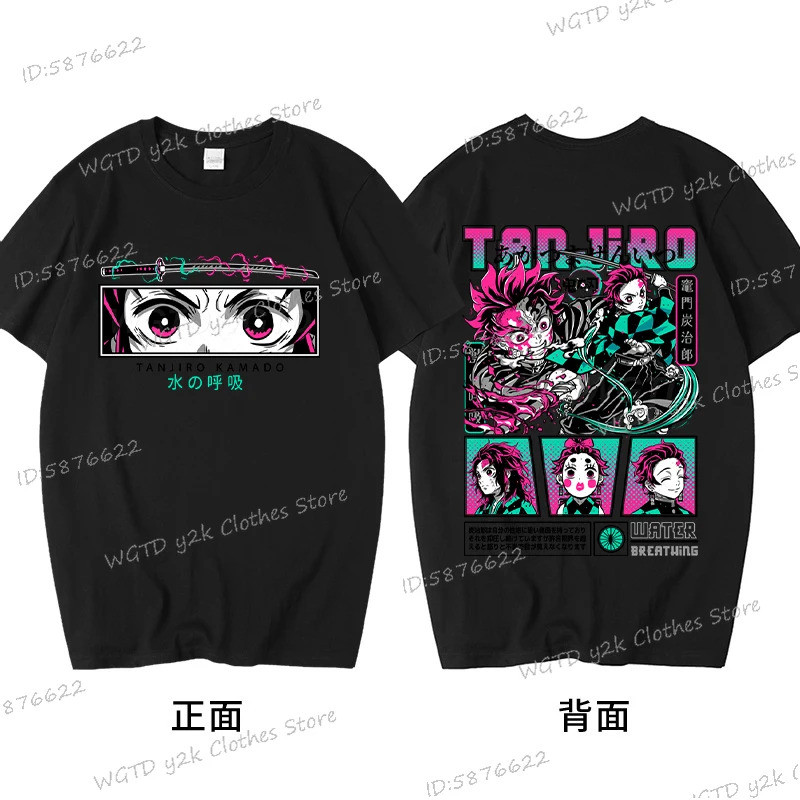 Kamado Tanjirou Kaos Pria Wanita Kimetsu No Yaiba Komik Lucu Kaos Lengan Pendek Leher Bulat Anime St