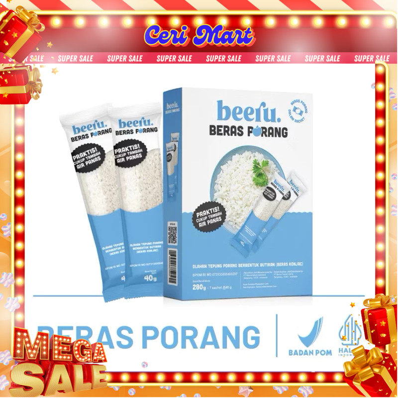 

Beeru - Beras Porang - Box isi 7 saset - Shirataki Konjac Rice Makanan Sehat