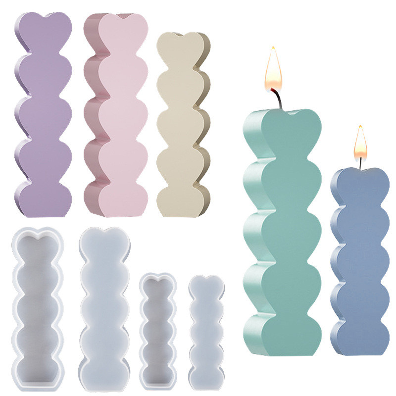 

Stacking Heart Candle Silicone Mould Home Decor Ornament Handmade Soap Candle Cake Chocolate Making Molds