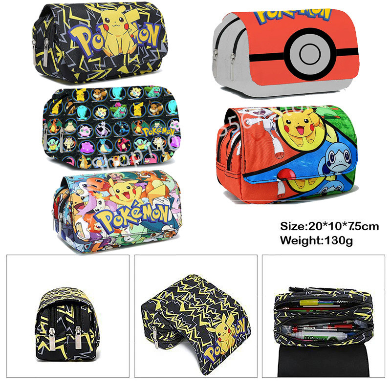 

Anime Pikachu Pencil Case Bulbasaur School Supplies Pencil Bag Men High Capacity Stationery Box Cute Cosmetic Bag Stationery Bag
