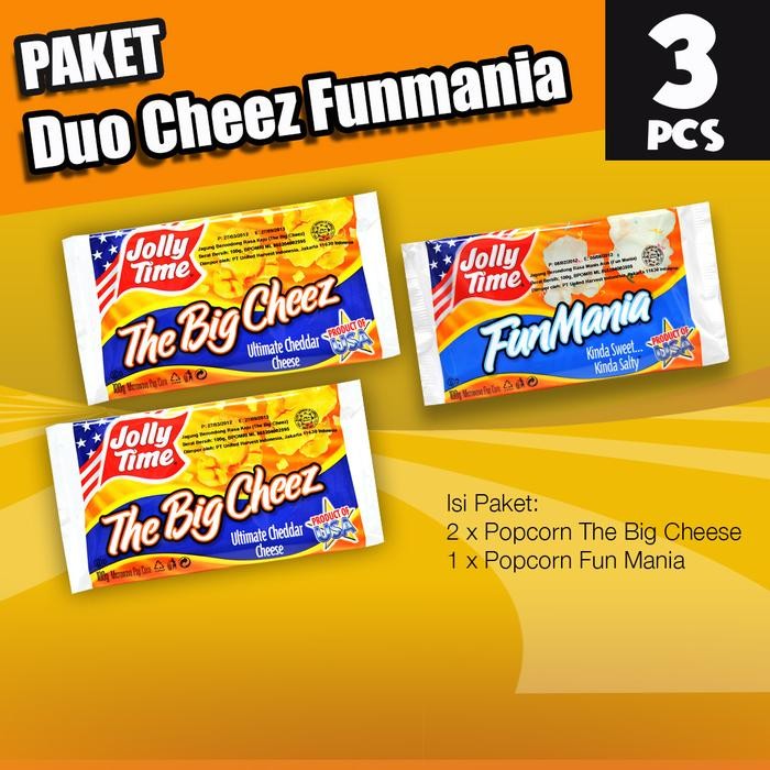 

Paket Duo Cheez FunMania (2TBC, 1FM) - Jolly Time Mircowave Popcorn
