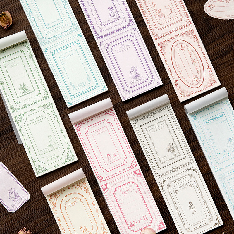 

Yoofun Creative Vintage Tearable Frame Stickers One Sticker Two Ways to Use Retro Boarded Label for Journal Scrapbooking