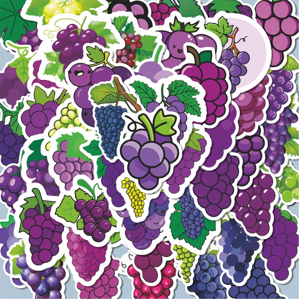 

100PCS Lucu Stiker Funny Grape Series [Seri Anggur Lucu] Stiker Aesthetic Stiker Anti Air Stikers Berperekat Waterproof sticker decal buat Motor Helm Buku Journal Koper Casing HP Laptop Botol Minum Hadiah anak