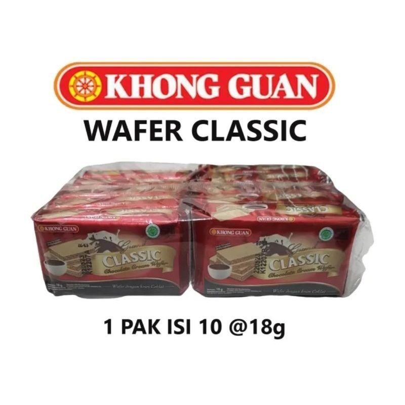 

Khong Guan Classic Chocolate Wafer 10 bks x 18g /KHONG GUAN KLASIK