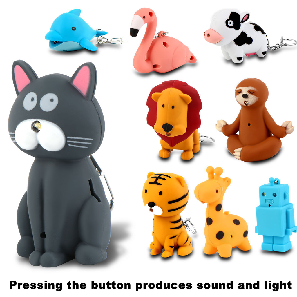 9PC Nurse Flashlight Pediatric Nurse Flashlight Keychain Animal Flashlight Keychain Mini LED Keychai