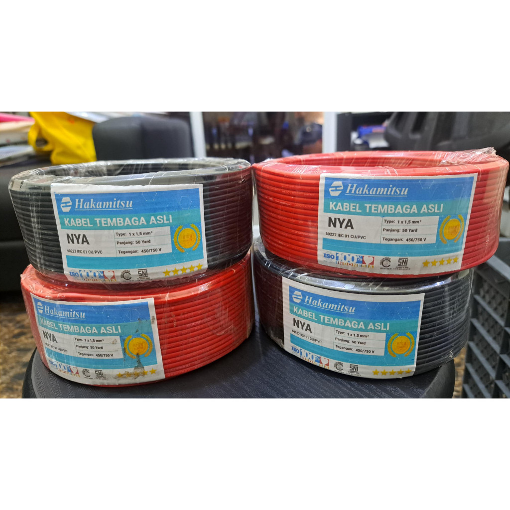 Kabel Listrik NYA 1 x 1,5mm 2,5mm 50 Yard Full / Kabel Kawat Tembaga Murni PVC SNI TEMBAGA MURNI