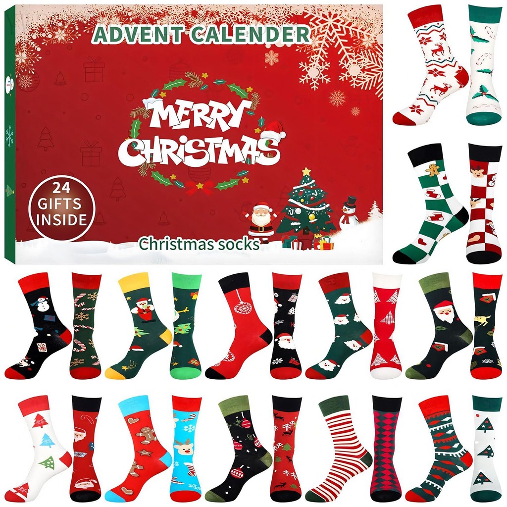 

Socks Advent Calendar 2025 Women, 12 Pairs Christmas Socks Advent Calendar Socks Men's Christmas Calendar Socks Cuddly Socks Adv
