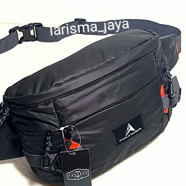 TAS WAISTBAG PRIA SELEMPANG PINGGANG WATERPROOF SIZE JUMBO FOUNDER BAG - Hitam
