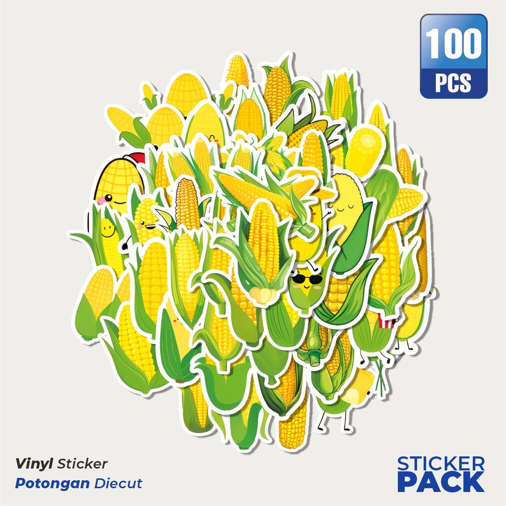 

Super Hemat! 100 PCS Stiker Cute Corn [Jagung] Waterproof Aesthetic- Untuk Laptop, Motor, dan Helm - Paper Stationery Pack
