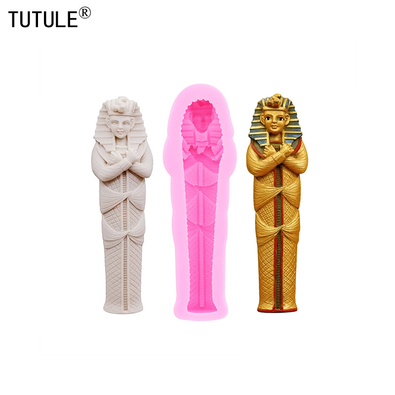 

3D Egypt Pharaoh resin Clay decorations Drip Silicone molds Pharaoh candles keychain Silicone Mold Chocolate fondant Cake Mould