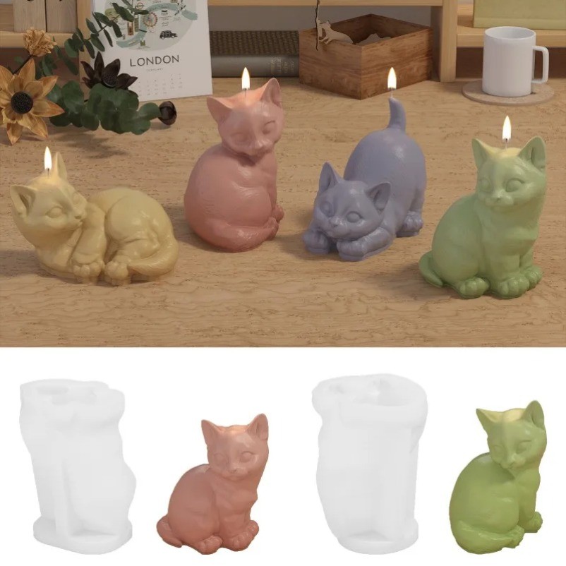 

New 3D Kitten Series Silicone Candle Molds Cute Pet Cat Crafts Plaster Resin Soap Making DIY Animal Chocolate Ice Cake Tools