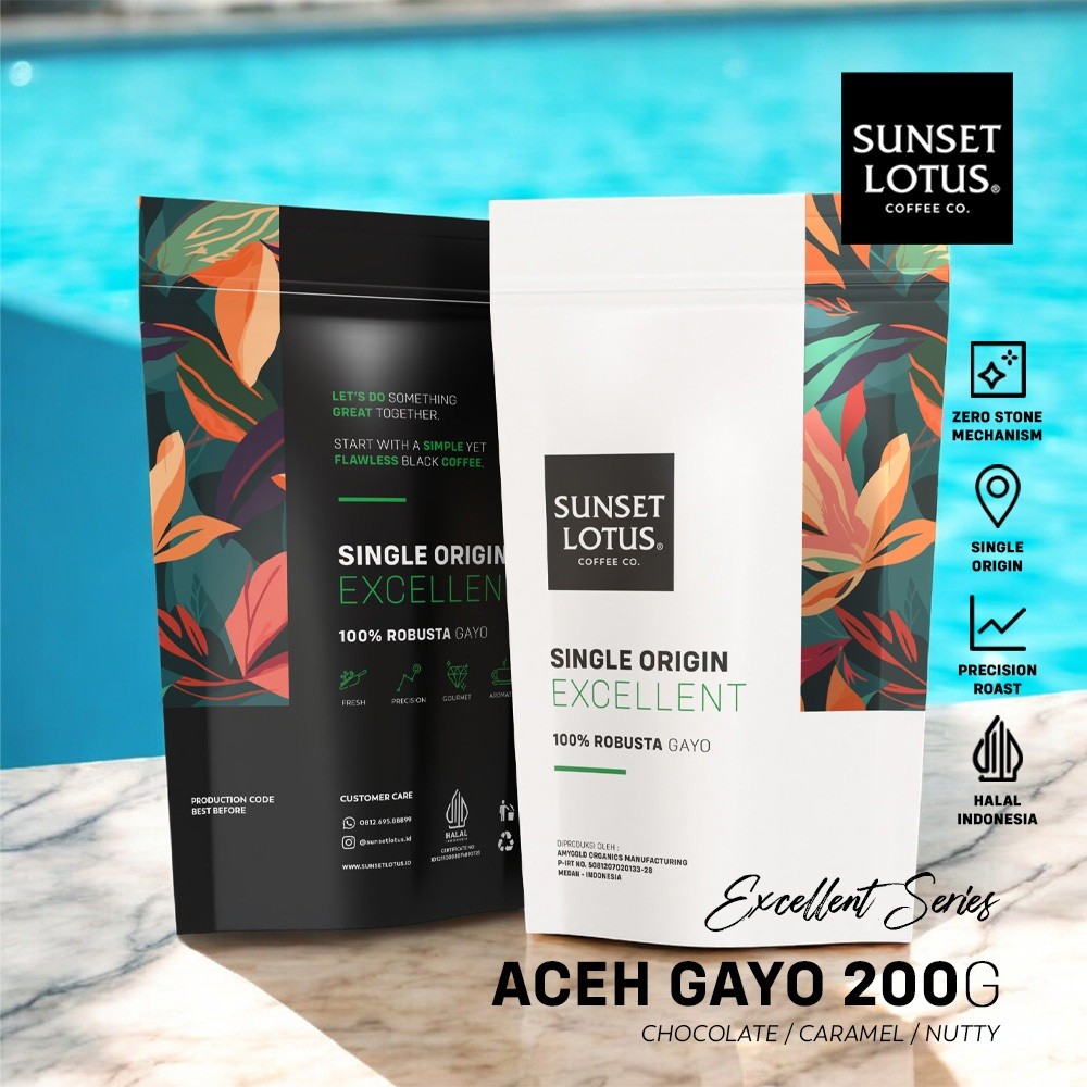 

Sunset Lotus Biji Kopi Fine Robusta Gayo Espresso Coffee Coffe 200gr