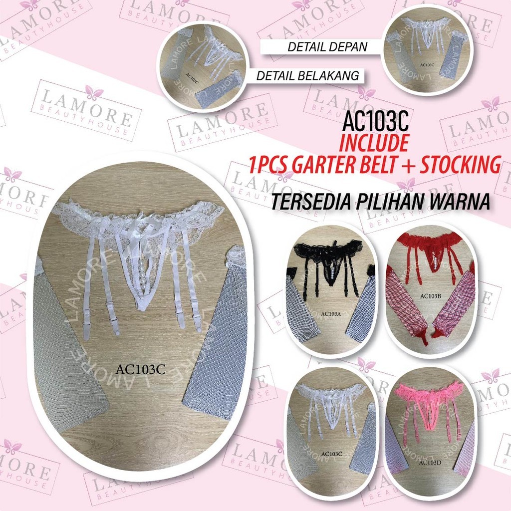 Sabuk Stocking Aksesoris Fashion Wanita Set Garter Belt Stocking Premium Ac103C
