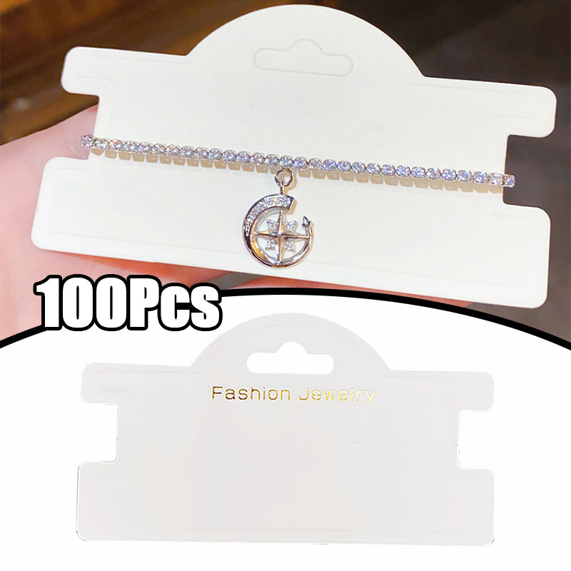

【New Arrivals】100pcs Kertas Penyimpanan Kalung Earringtag kartu gantungan kalung gelang plastik kalung Hang Tag Acc Kertas Penjepit Accesories Nama