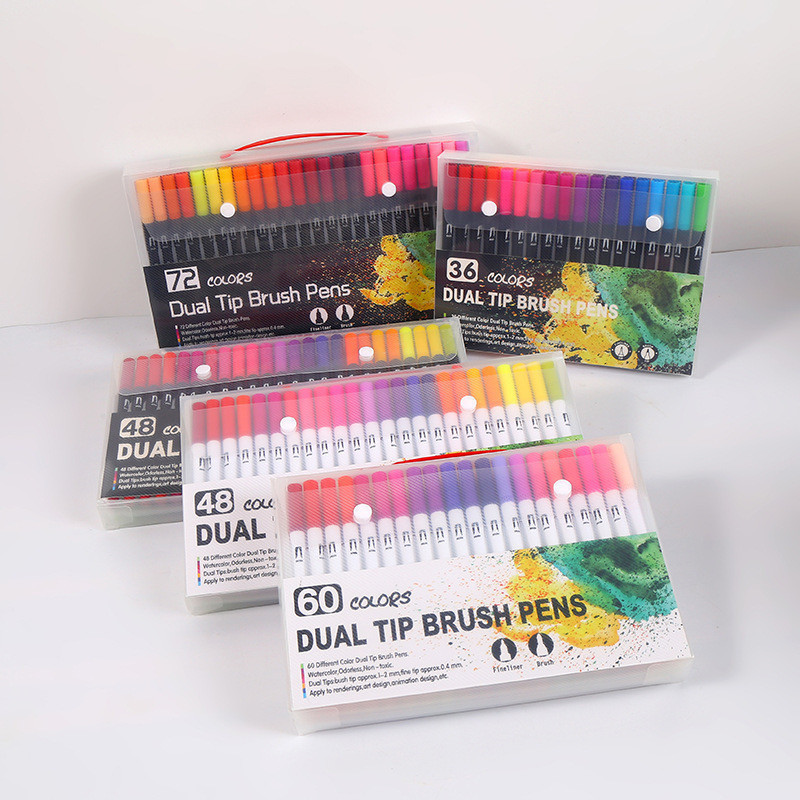 

12 warna & 24 warna MAKERS Dual Tip Art Maker Cat Air Warna Lengkap Untuk Sketsa Menggambar Manga