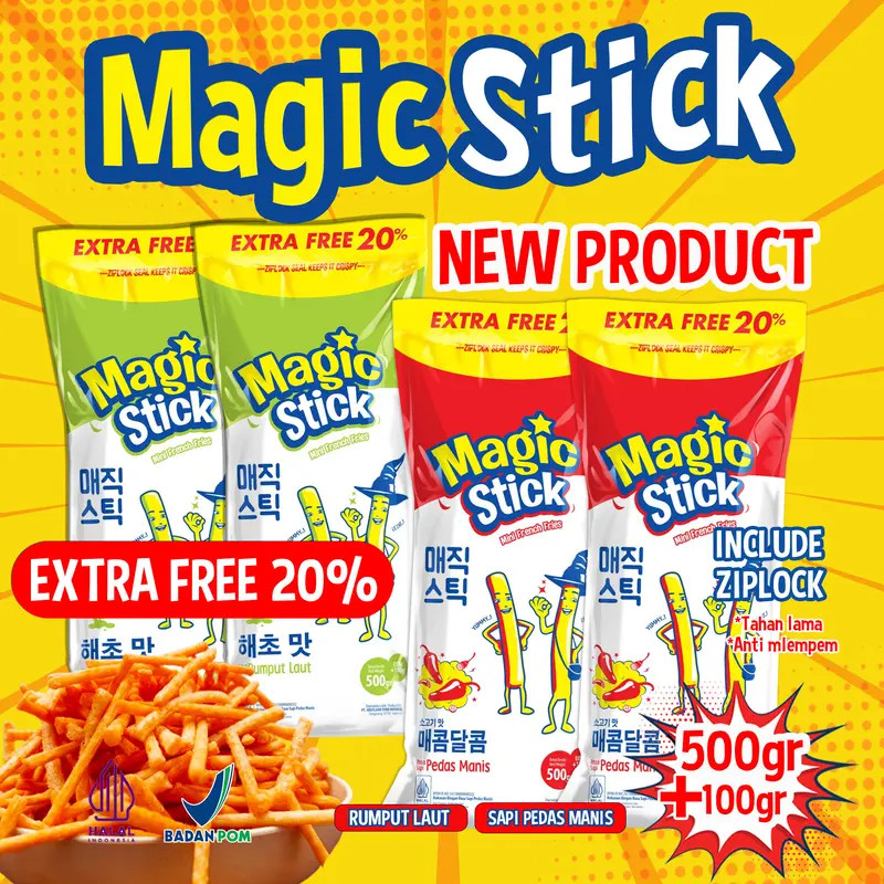 

NEW!! KIKOYA MAGIC STICK 500+100g EXTRAFREE 20% Total 600gram snack French friessnack aneka rasa cemilan kering rumput laut dansapi pedas manis cemilan viral 600g