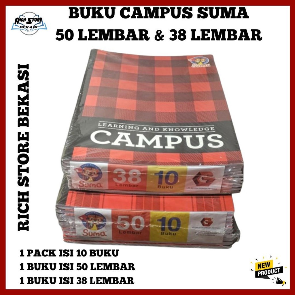 

BUKU TULIS CAMPUS MERK SUMA ISI 1 PACK 10 BUKU ISI 50 LEMBAR DAN 38 LEMBAR BUKU TULIS SEKOLAH BERKUALITAS