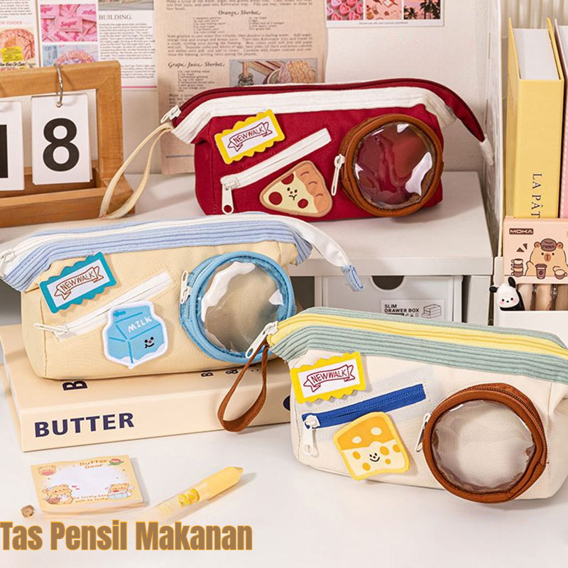 

Tas pensil cantik berkapasitas besar tempat pensil modis tas lembut modis multifungsi ritsleting kanvas cocok untuk tas alat tulis anak perempuan tas pensil estetika gaya Korea