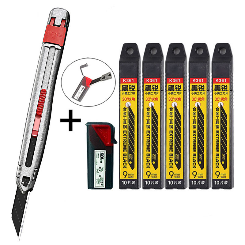 

TOFAR Safety Utility Knife Vinyl Cutter 9mm Black Blade Window Tinting Car Wrap Film Sticker Paper Cutting Tool with Blade Box