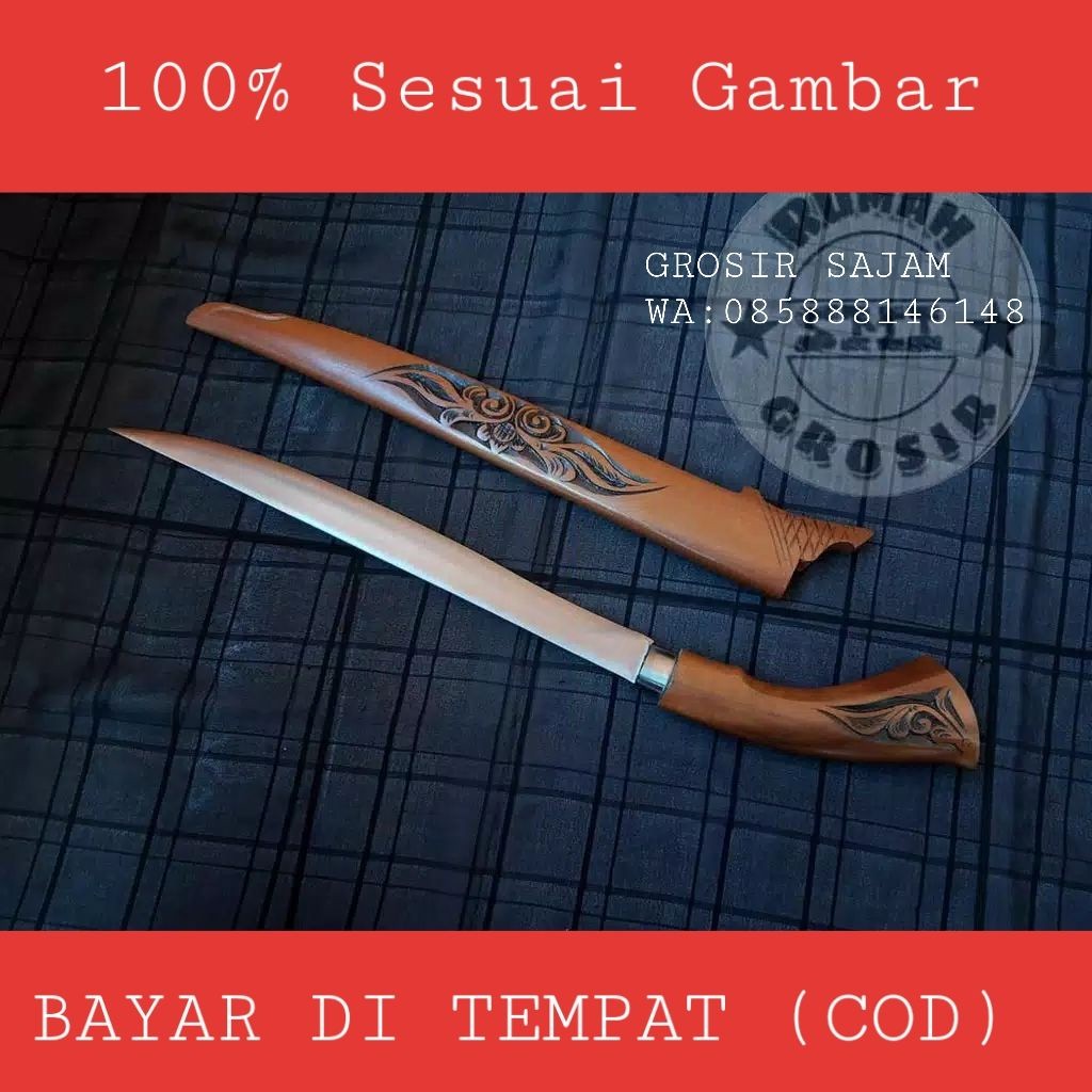 COD golok sembelih super tajam pisau jagal ukiran rasamala-asli Baja Per