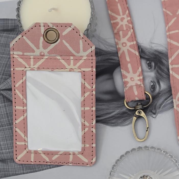 

NONA RARA - Lanyard Garut Pink A0060, Lanyard ID Card Holder Batik Modern