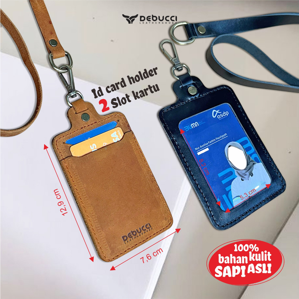 

Sale Name Tag ID Card Kulit sapi asli 100% - Name Tag Lanyard Kulit 2 Slot Kartu - ID Card Kulit Termurah Terlaris