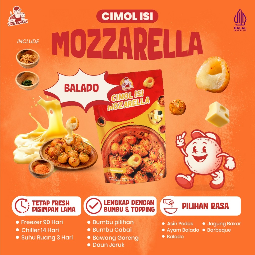 

Vanilla.storee Cimol Bojot AA isi Mozzarella Rasa Balado Daun Jeruk