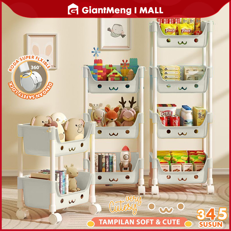 

GM - Rak Susun Serbaguna Macaron dengan Roda | Rak Mainan Anak Dapur Buku Organizer