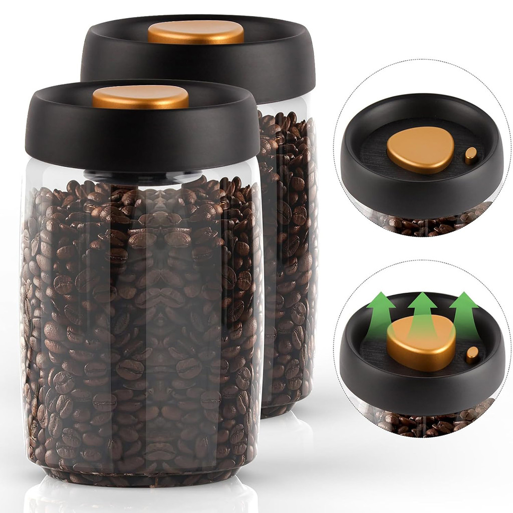 

Vacuum Sealed Jar Coffee Bean Storage Bottle Kitchen Food Grain Tea Glass Spice Jars Fresh Storage Jar Kitchen Accessories