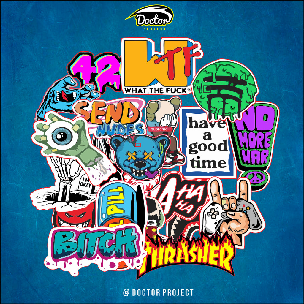 

STIKER Aesthetic Logo Hypebeast Graffiti Paper Vinyl Waterproof Sticker Koper Laptop Thumbler Diary Book Journal