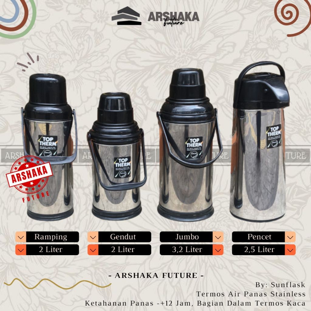 Sunflask - Termos Air Panas Stainless 2 Liter 2,5 Liter / Termos Pencet & Tuang