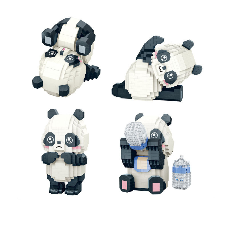 

Diamond Particle Creative Assembly Building Block Toys P1140-P1143 Daily Yunda Panda Eating Food Series Toys for Children Gifts