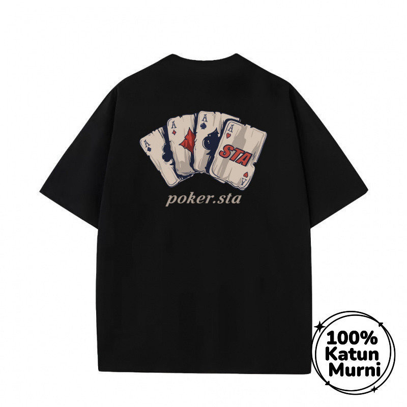 Kaos Klasik Amerika Bergambar Kartu Remi, Kaos Mode Klasik Amerika dengan Motif Kartu Remi