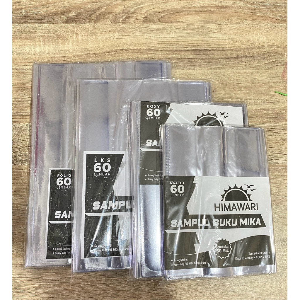 

(PACK=60LBR) SAMPUL MIKA TEBAL HIMAWARI UKURAN KWARTO, BOXY, LKS, FOLIO