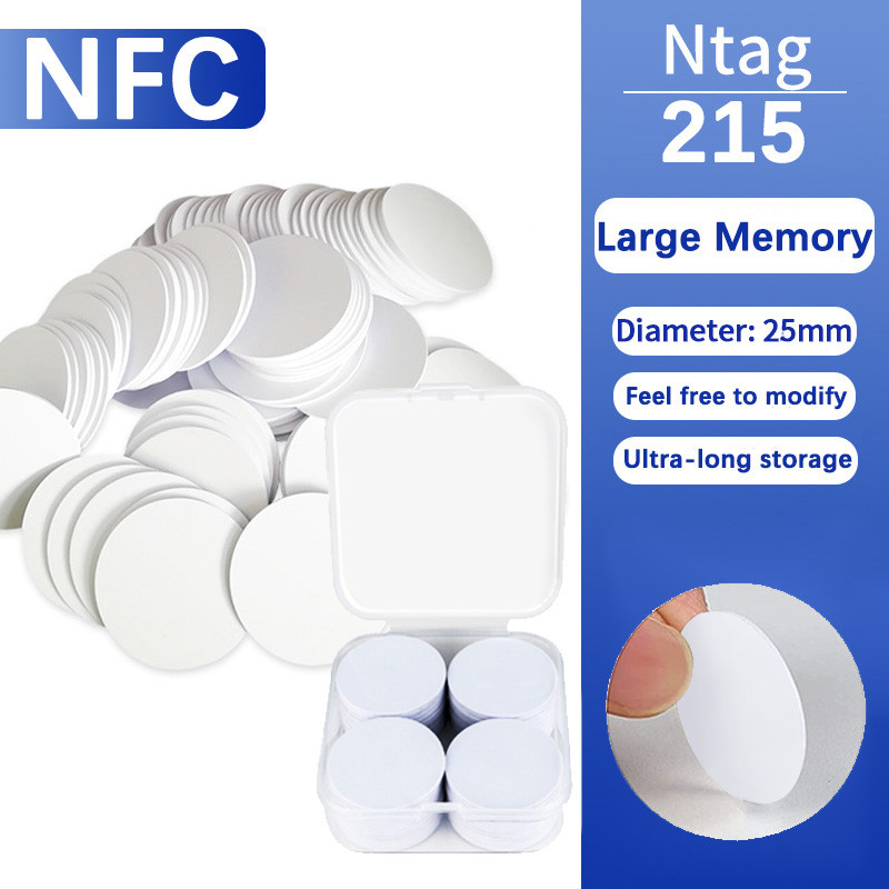 

NFC Ntag215 13.56MHz NFC Coin Bonding Card Badge ISO/EC14443A 25mm Waterproof PVC 215 Electronic Tags