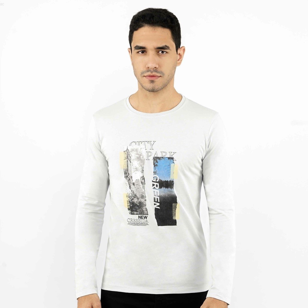 Cressida Kaos Lengan Panjang Pria Remaja Slimfit T-Shirt Longsleeve Motif Urban - TTBAL.CB116G Grey 