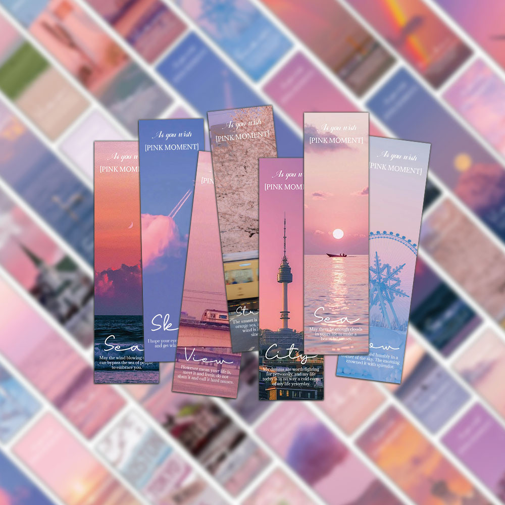 

30Pcs Pink Tender INS Bookmarks Pink Scenery Healing Series Reading Pages Book Tags Student Creative Gifts Decoration