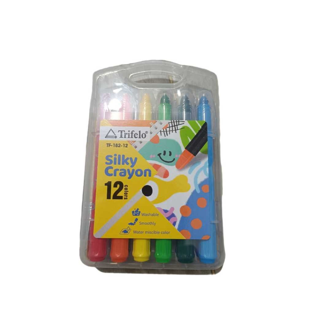 

Silky Crayon 12 Warna + Bonus Kuas Tridello | Krayon Anak 3in1 Mudah Dicuci Non-Toxic Alat Mewarnai Anak