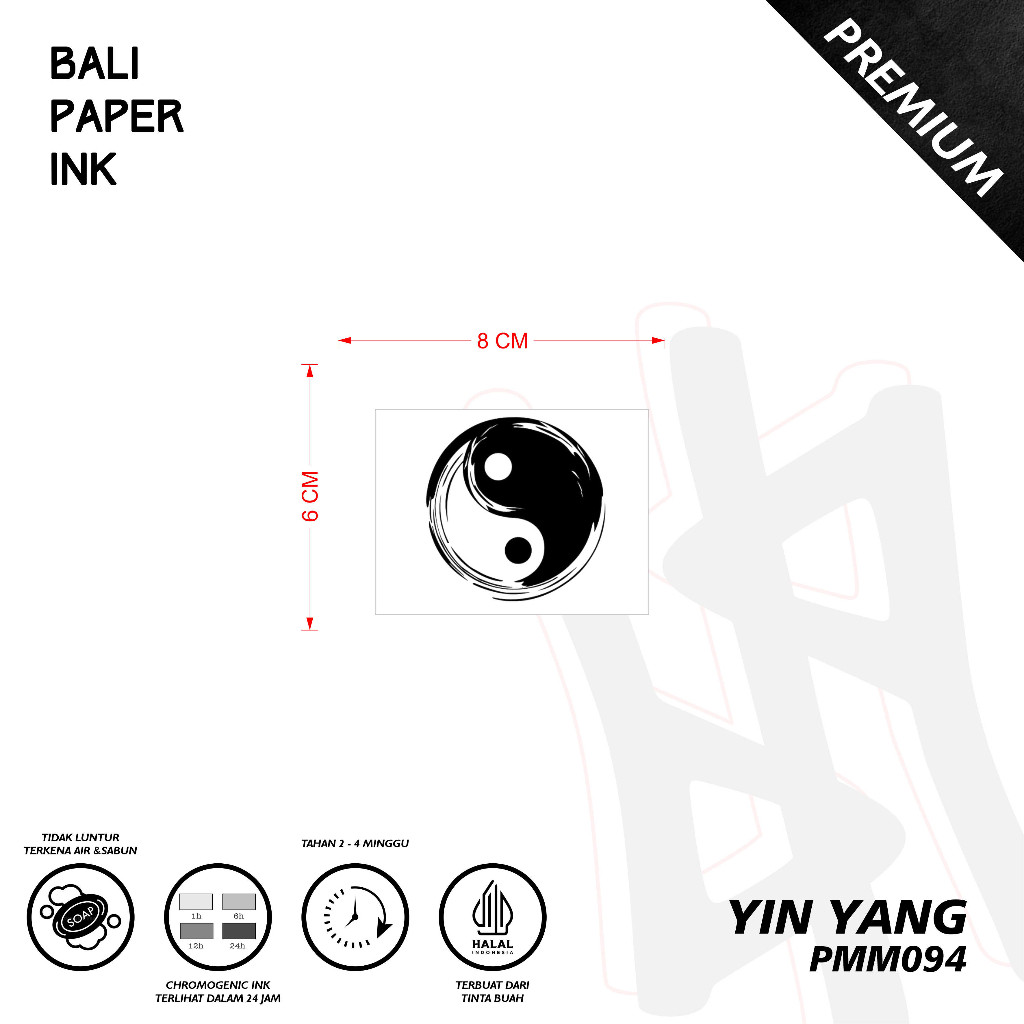 Bali Paper Ink PMM094 Yinyang Fruit Ink Tattoo Temporary Premium Tato Temporer
