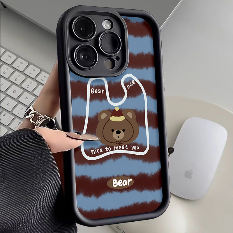 Beruang horizontalCasing Untuk IPhone 16 11 15 13 14 12 Pro Max 7Plus 8Plus SE 2020 XR X XS Max 16 7