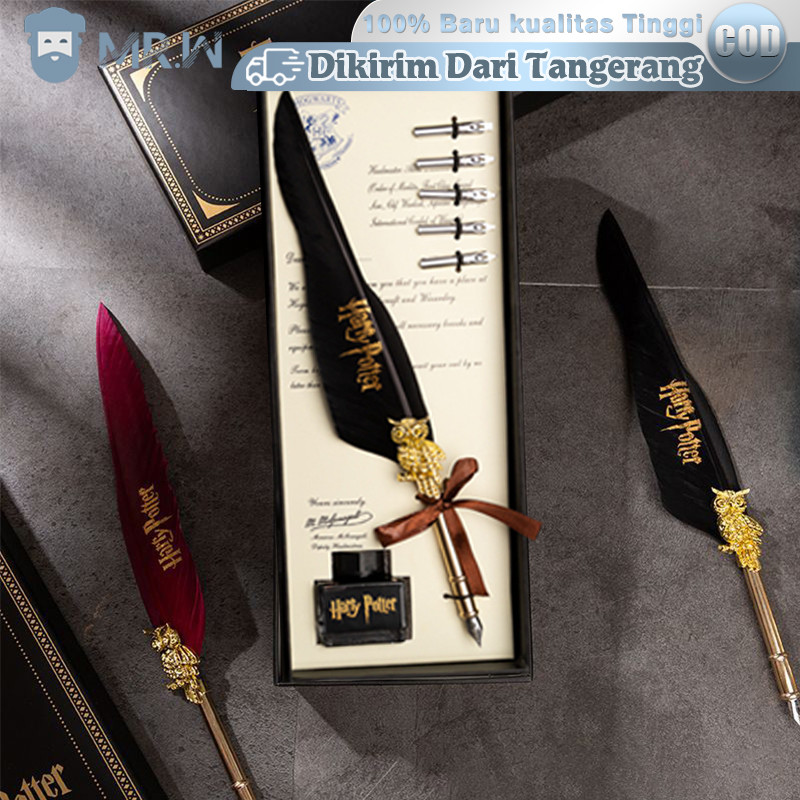 

Feather Quill Dip Pen Bulu Harry Potter Alat Kaligrafi Set Pulpen Bulu Pena Fountain Kaligrafi Stainless Vintage