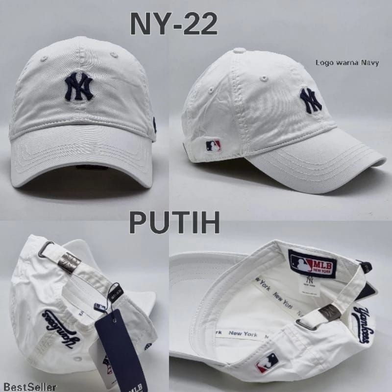 Ready topi baseball ny  premium topi pria- putih
