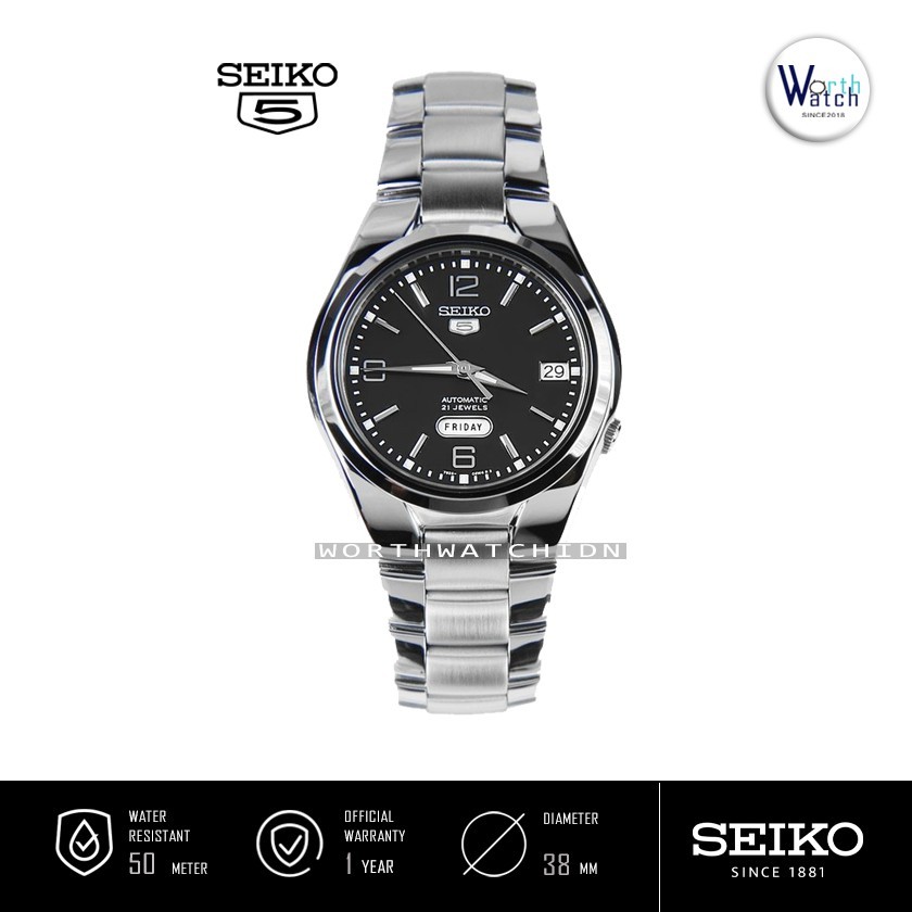 Jam Tangan Pria Otomatis Seiko 5 Men Automatic Black Dial Stainless Steel Original SNK-623-K1