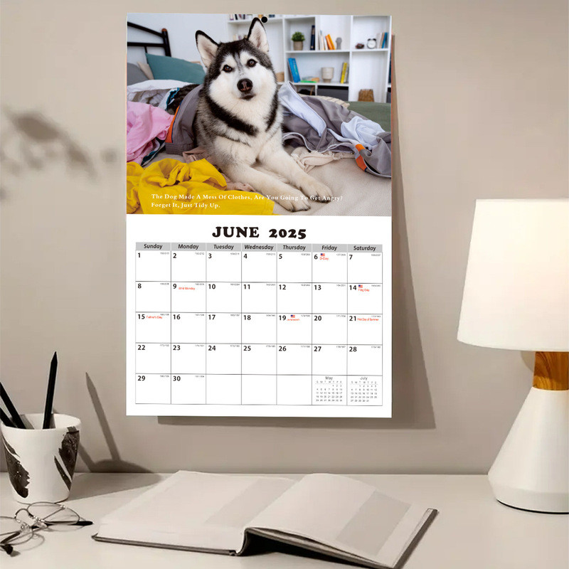

1pcs 2025 Calendar Monthly Wall Calendar Cute Dog Wall Calendar Family Creative Calendar Gift For Friends Relatives Loved Ones