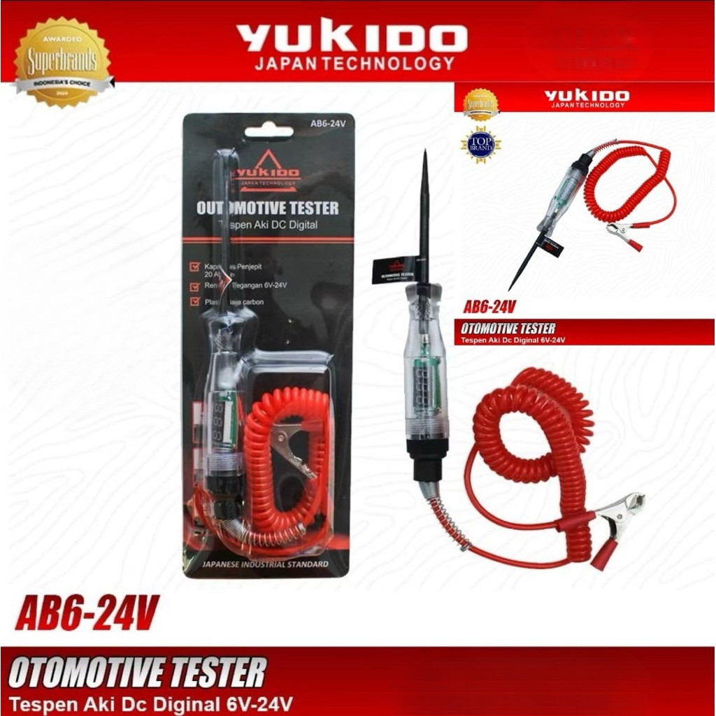 Yukido Tespen Aki Dc Digital 6-24V ZX2902 Tespen Listrik Digital / Tespen listrik Cek Kabel Putus Ke