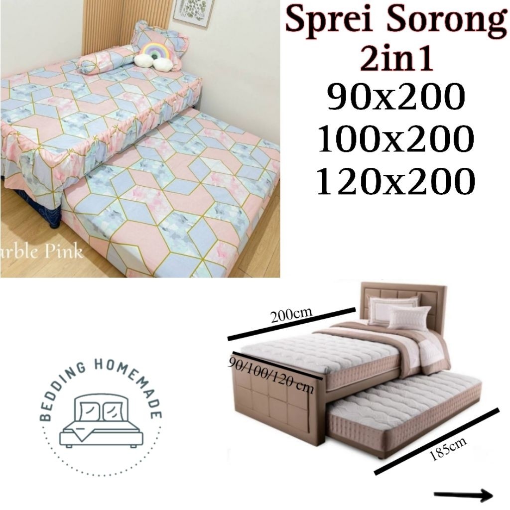 SETRAMALL    Sprei Sorong 2in1 | Sprei Atas Bawah 120x200 100x200 90x200