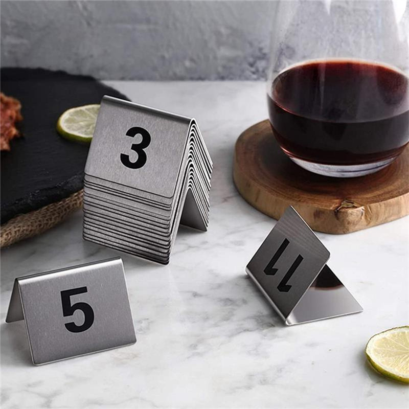 

GYTB-25PCS Restaurant Bar Place Table Marker Tabletop Number Sign Stackable Table Number Cards Double-Side Black