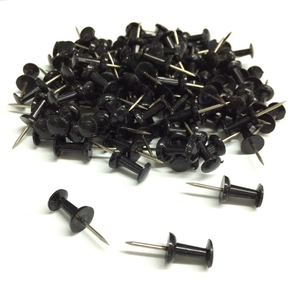 

100pcs Plastic black push pins office binding Cork Board Safety Colored pin big head needle pins